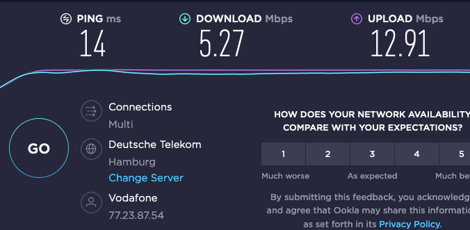 Speedtest 27.7. 11 Uhr (über Ethernet an der FritzBox)