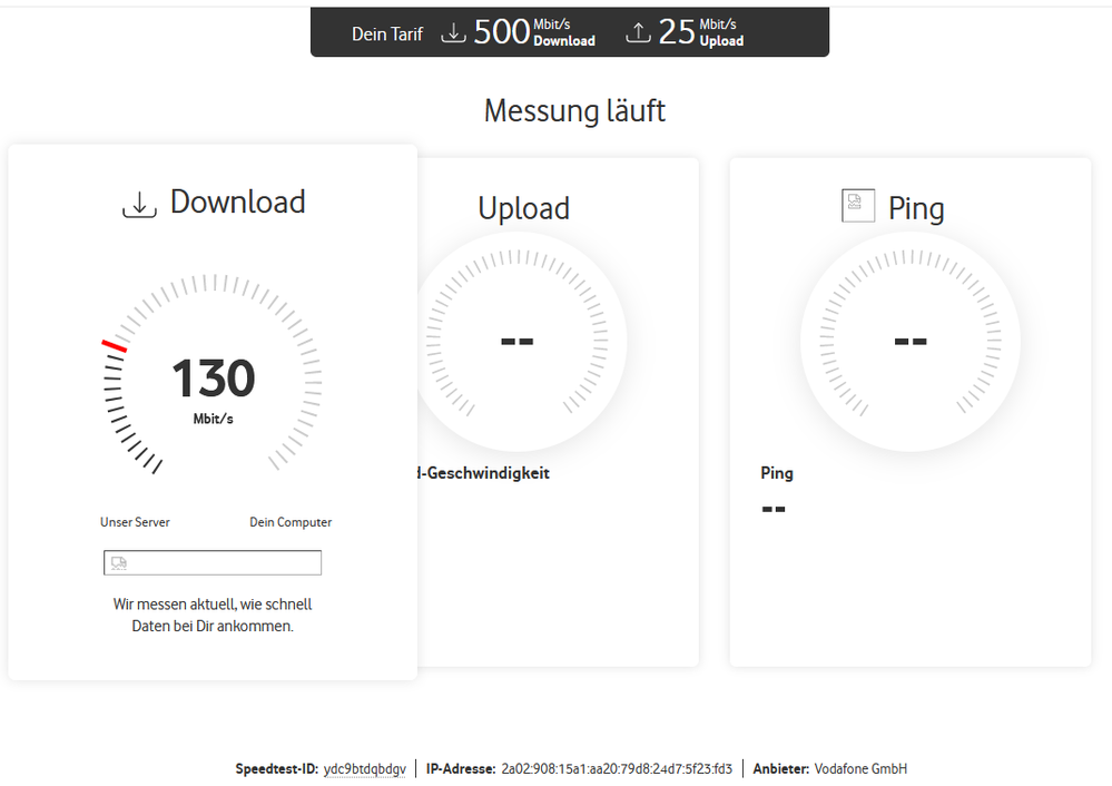 31.07 Vodafone Speedtest fehlgeschlagen