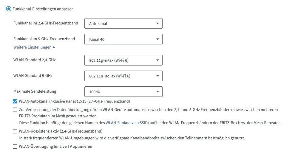 Einstellungen + Kanal