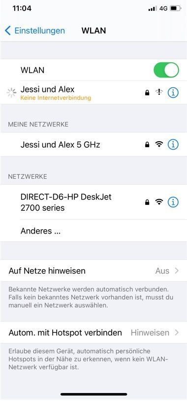 Fehlerhinweis bei WLAN 2.4 GHz