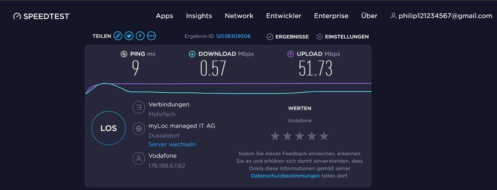 Langsame Geschwindigkeit im Download (manchmal auch im Upload) vor dem Neustart