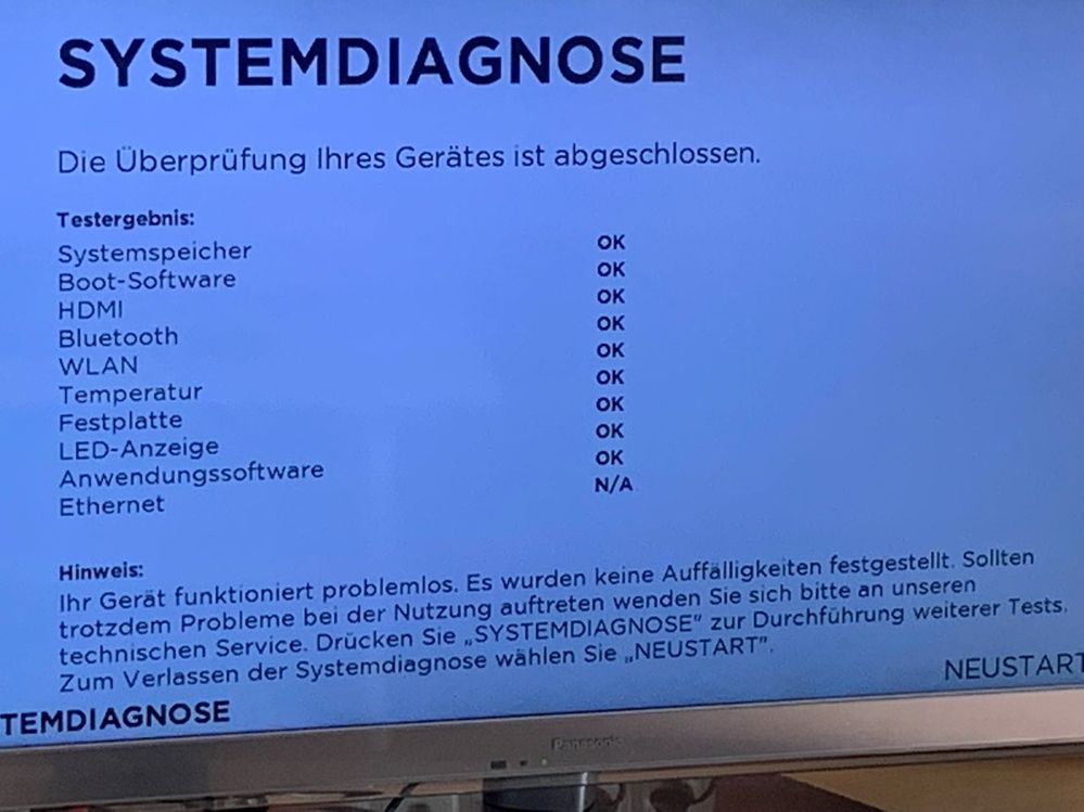 Ergebnis Systemdiagnose