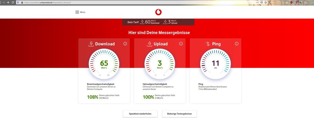 Speedtest vor Vertrags&auml;nderung