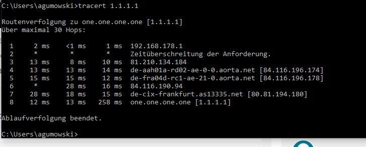 tracert 1.1.1.1