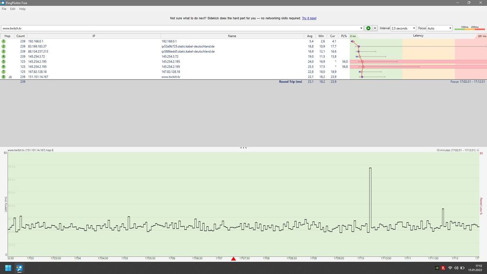 Ping Plotter auf twitch.tv