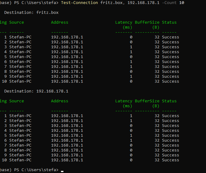 Ping Test von PC