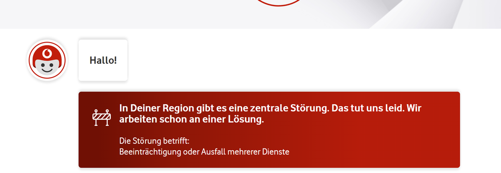 Störungsmeldung, sonst seht da immer Rückwegsstörung