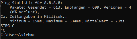 Statistik des Pingtests