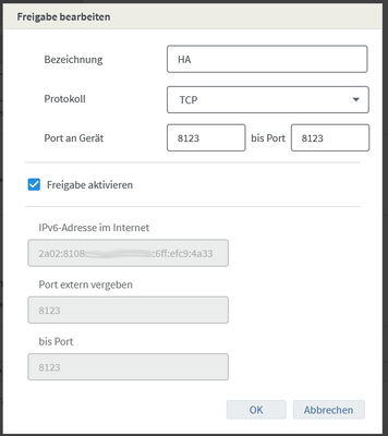 IPv6 Freigabe