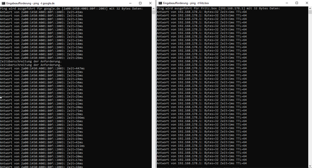 Ping Google/FritzBox
