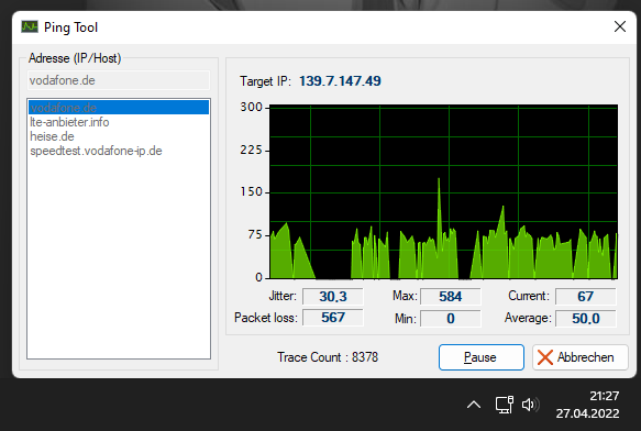 PingTool: ca. 21.30Uhr