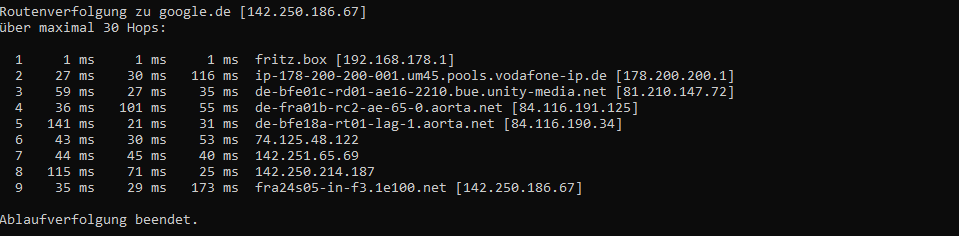 Tracert Google.de #6