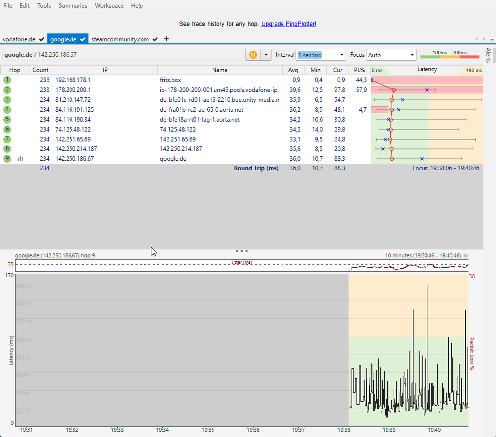 PingPlotter Google #9