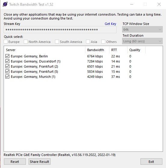 Twitch Bandwidth Test