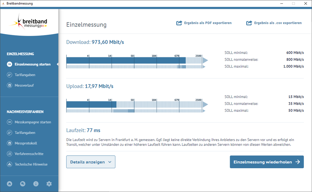 Messung am Abend wo der Ping absolut einbricht