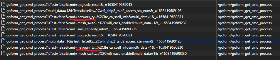 Network_Type Request enthält LTE-Netzdaten