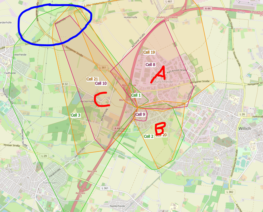 DXxP61 Sektorisierung auf Cellmapper
