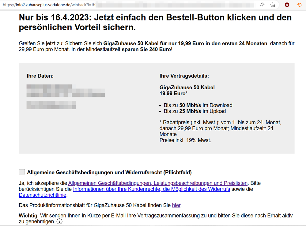 Angebot Kundenrückgewinnung 19,99