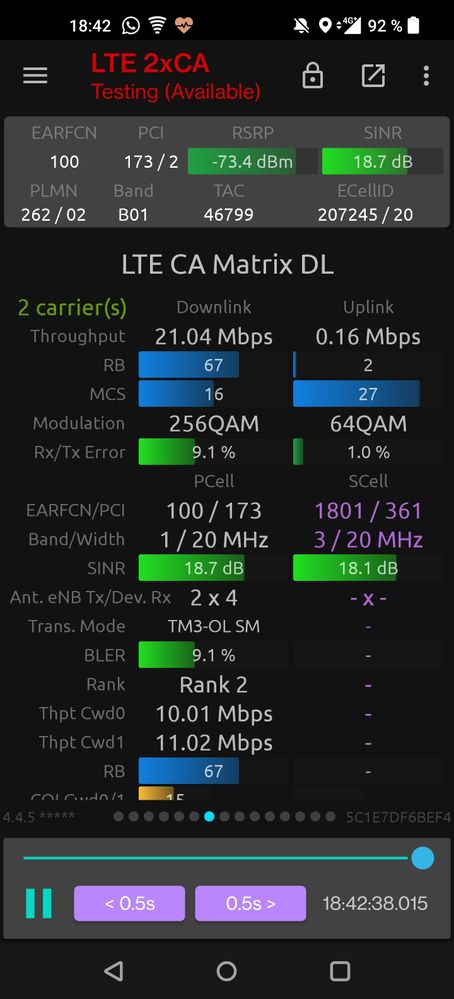 Speedtest in NSG von gestern Abend