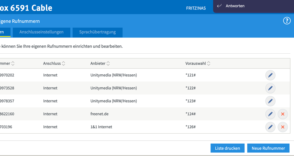 Telefoneinstellungen Vodafone West