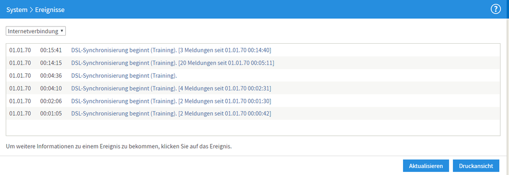 Bild 2: Wiederholte DSL-Synchronisierung