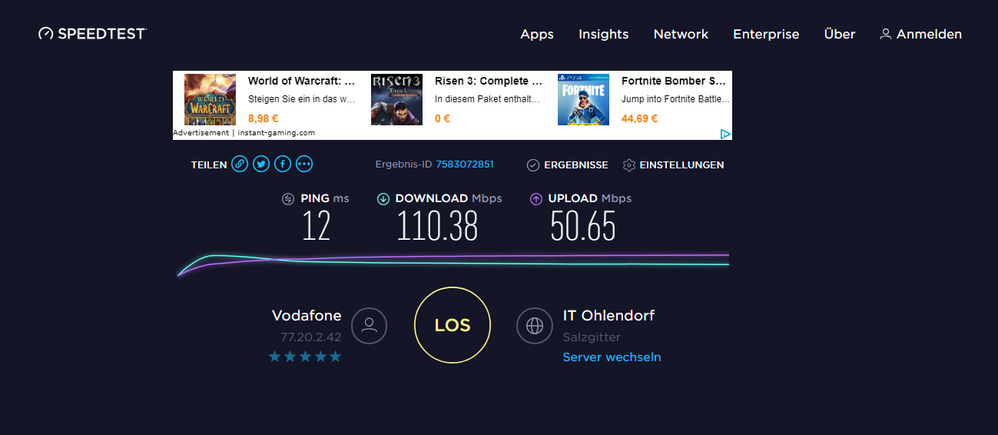 Speedtest Abends