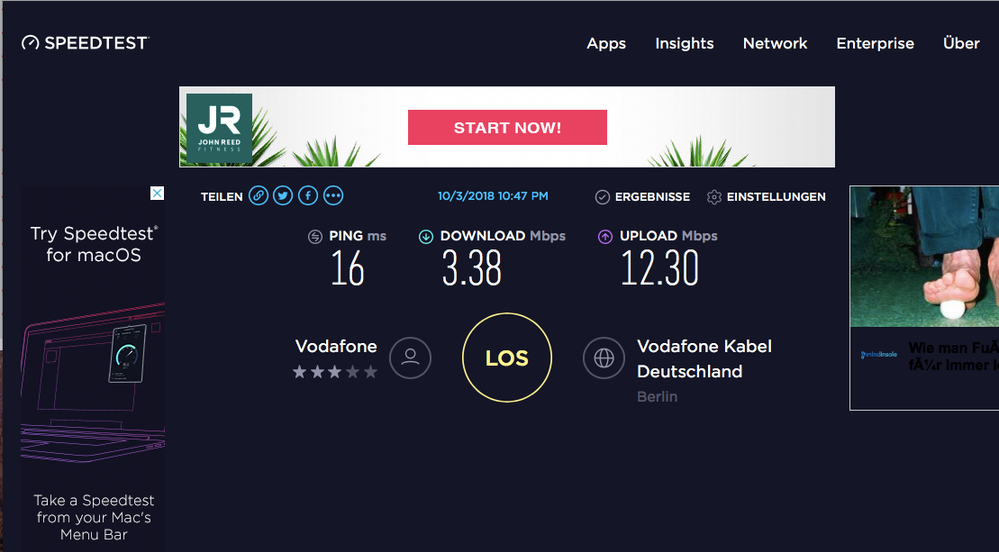 Jetzt nochmals speed test gemacht