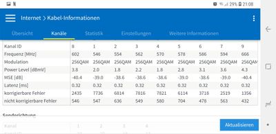 Bitfehler Kanal 1-9 (6 Stunden Laufzeit zwischen den Reconnects)