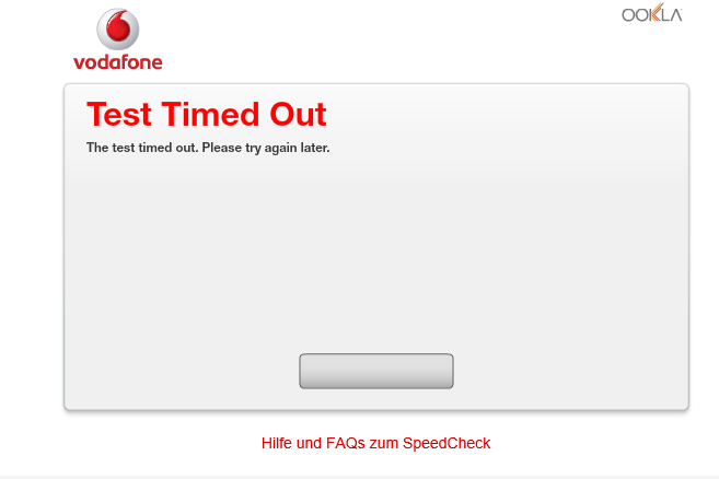 Vodafone Speedtest war nicht möglich, immer timeout