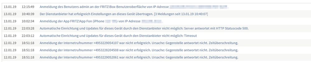 FritzBox Ereignisanzeige