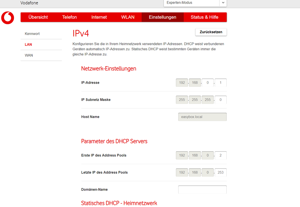 Gelöst Vodafone Docsis 3.1 portweiterleitung/Forwarding a