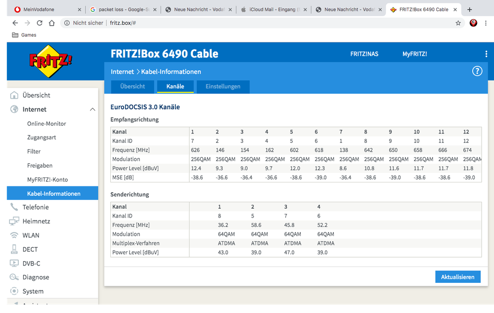 FRITZ!Box Signalwerte