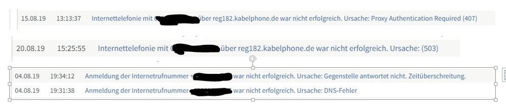 Typische Fehlermeldungen der Fritzbox bei misslungenem ausgehendem Telefonat