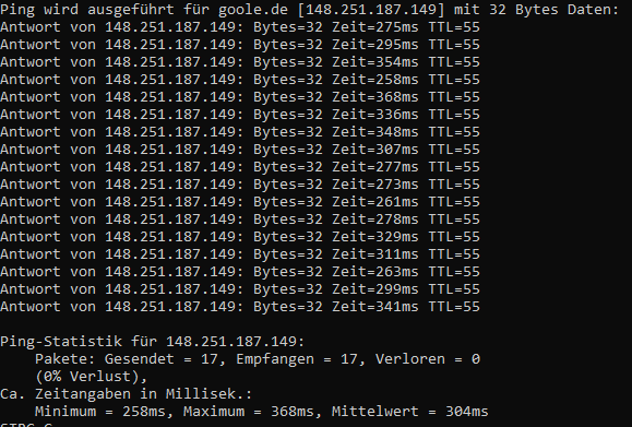 CMD Ping an Google 3.11.19