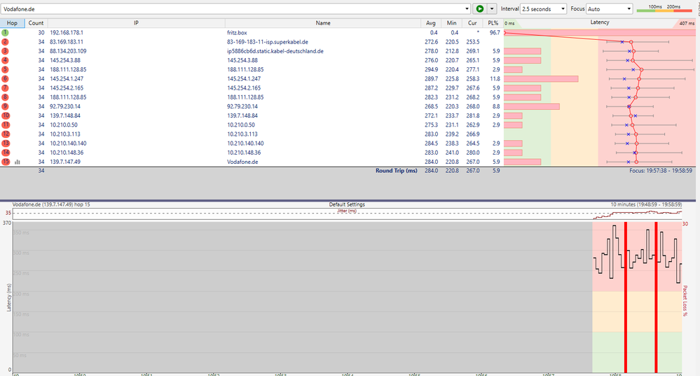 PingPlotter an Vodafone 17.11.19