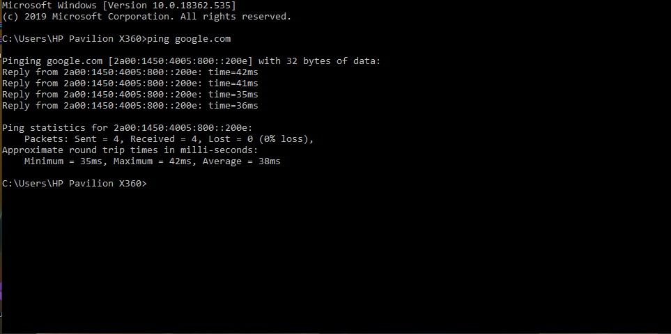 ping im Netzwerk der 6490 Cable