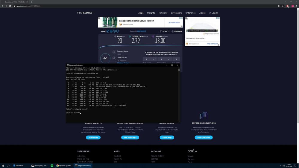 Speedtest 2 und Tracing