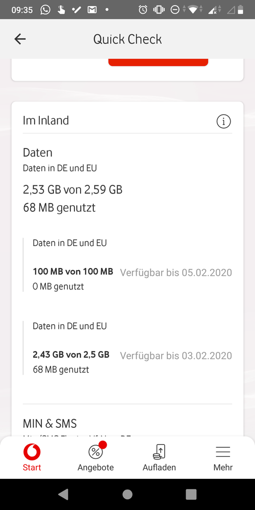 Quickcheck Seite, keine Erwähnung von extra Daten