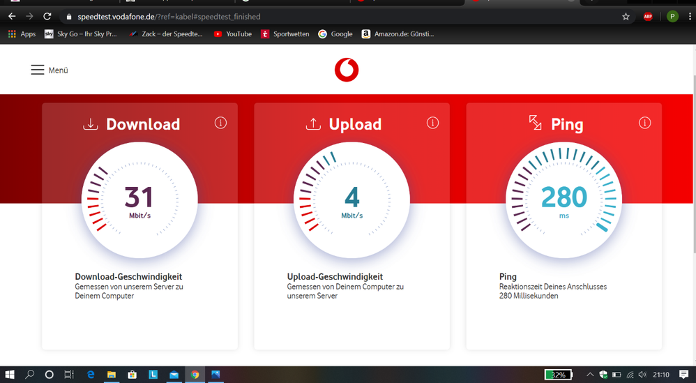 Speedtest 21.10 Uhr