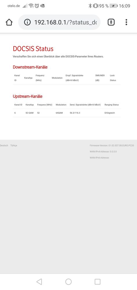 16:09, bei DOCSIS Offline