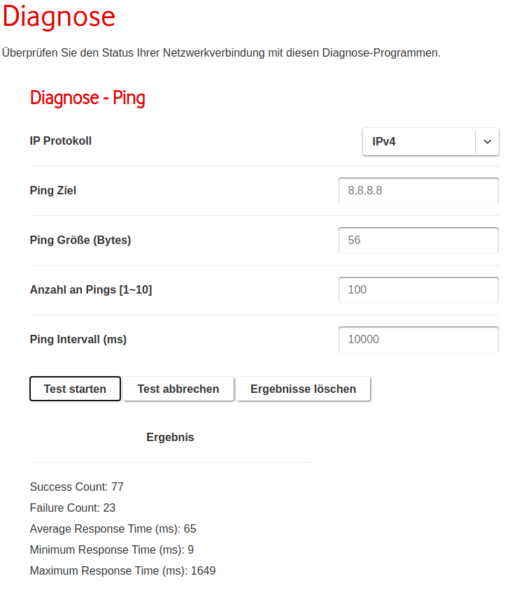 Ping direkt von Router