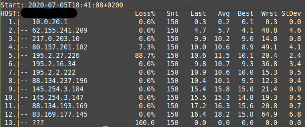 Traceroute Gegenrichtung Telekom -> Vodafone