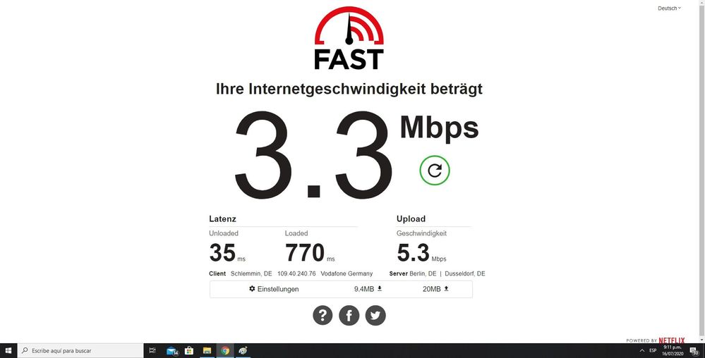 Geschwindigkeit Test mit Gigacube