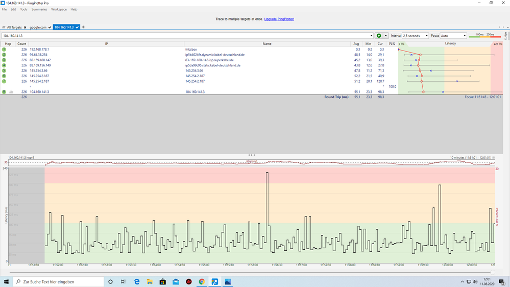 Hier nochmal ein aktueller Test der aufweist, dass der Ping mittlerweile bereits im Durchschnitt bei 55 ms liegt...