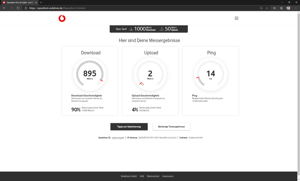ein Schlechtes Beispiel aus dem Vodafone Speedtest