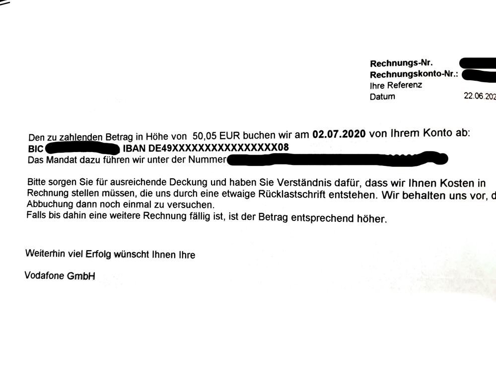 Rechnung Juni 2020 (ohne Angaben Vertragslaufzeit)