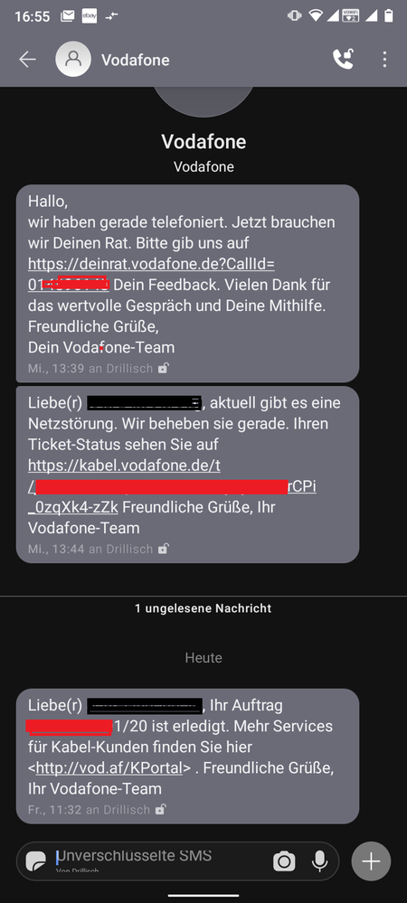 Screenshot Störungsmeldung