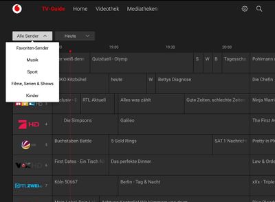 GigaTV-App: Sender filtern