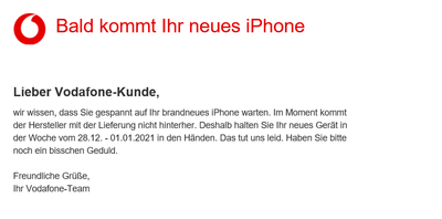 E-Mail mit "Versprechen"