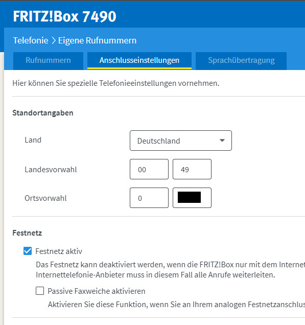 Fritzbox Festnetz aktiv